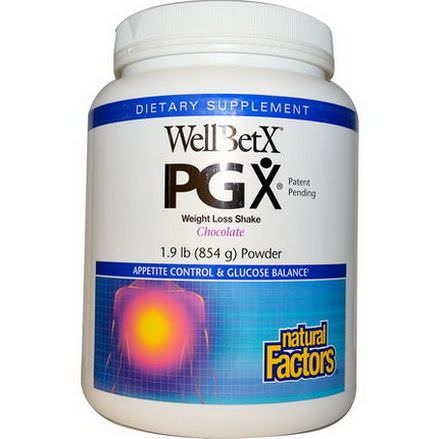 Natural Factors, WellBetX PGX, Weight Loss Shake, Chocolate, Powder 854g