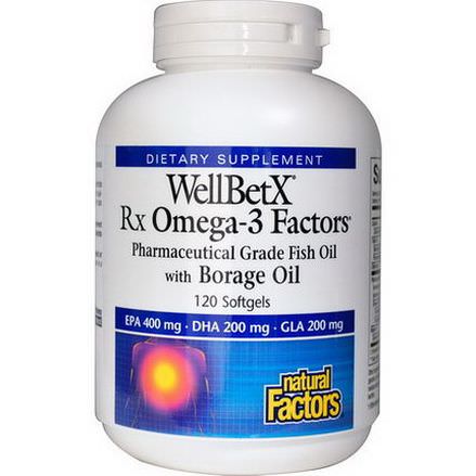 Natural Factors, WellBetX Rx Omega-3 Factors, with Borage Oil, 120 Softgels