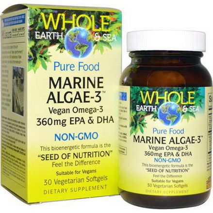 Natural Factors, Whole Earth&Sea, Marine Algae-3, 30 Veggie Caps