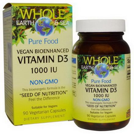 Natural Factors, Whole Earth&Sea, Vitamin D3, 1000 IU, 90 Veggie Caps