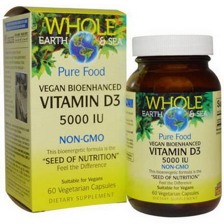 Natural Factors, Whole Earth&Sea, Vitamin D3, 5000 IU, 60 Veggie Caps