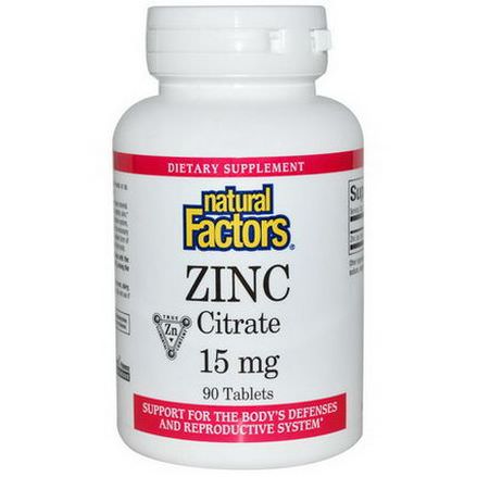 Natural Factors, Zinc Citrate, 15mg, 90 Tablets