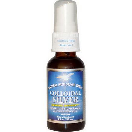 Natural Path Silver Wings, Colloidal Silver, Herbal Tincture Spray, 150 PPM 30ml
