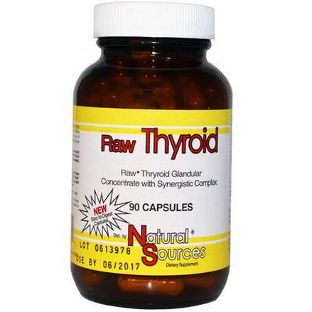 Natural Sources, Raw Thyroid, 90 Capsules