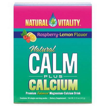 Natural Vitality, Natural Calm Plus Calcium, Raspberry-Lemon Flavor, 30 Single-Serving Packs 4.2g Each