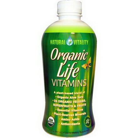 Natural Vitality, Organic Life Vitamins, Organic Raspberry-Cranberry Flavor 887ml