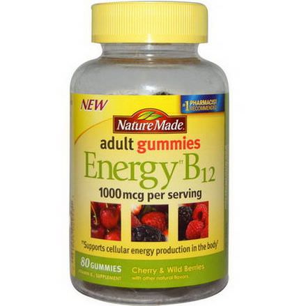 Nature Made, Adult Gummies, Energy B12, Cherry&Wild Berries, 80 Gummies