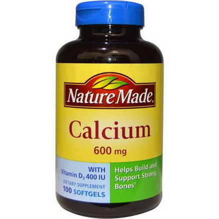 Nature Made, Calcium with Vitamin D3 400 IU, 600mg, 100 Softgels
