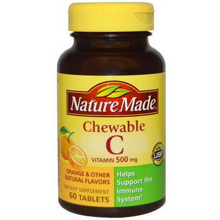 Nature Made, Chewable Vitamin C, 500mg, 60 Tablets