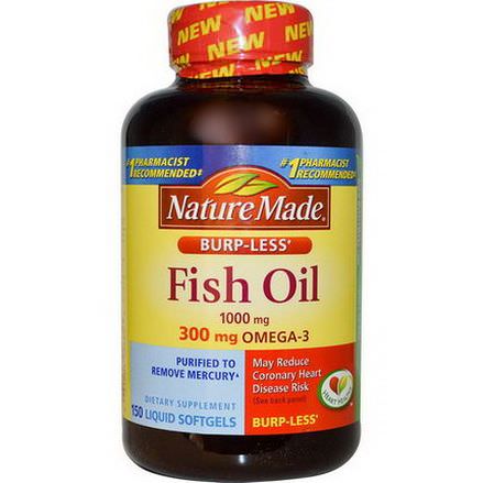 Nature Made, Fish Oil, Omega-3, 1000mg, 150 Liquid Softgels