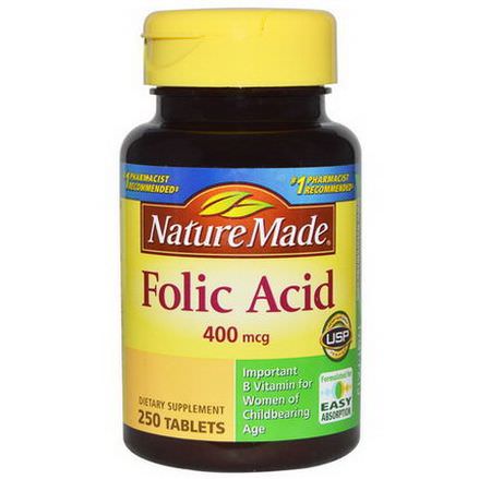 Nature Made, Folic Acid, 400mcg, 250 Tablets