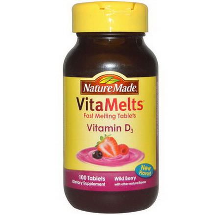 Nature Made, VitaMelts, Vitamin D3, Wild Berry, 100 Tablets