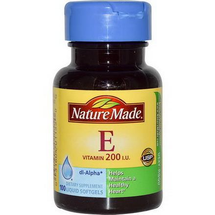 Nature Made, Vitamin E, 200 IU, 100 Liquid Softgels