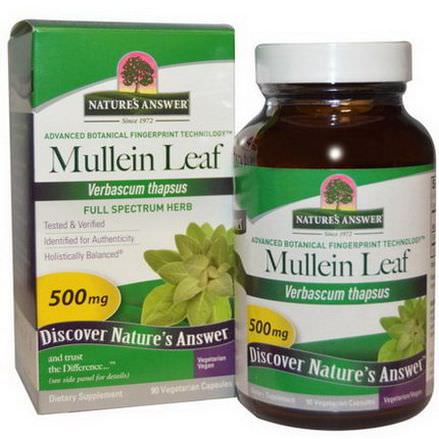 Nature's Answer, Mullein Leaf, 500mg, 90 Veggie Caps