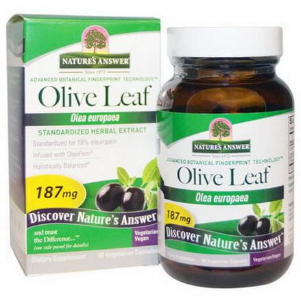 Nature's Answer, Olive Leaf, Standardized Herbal Extract, 187mg, 60 Veggie Caps