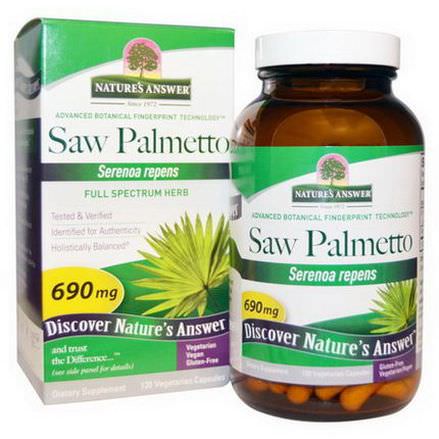 Nature's Answer, Saw Palmetto, Full Spectrum Herb, 690mg, 120 Veggie Caps