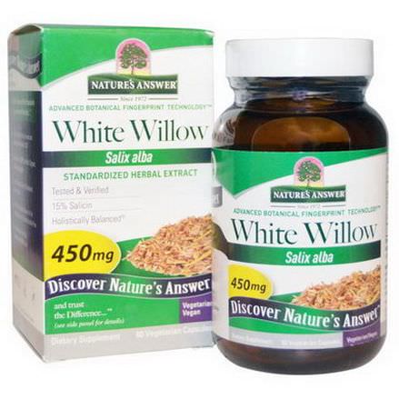 Nature's Answer, White Willow, Standardized Herbal Extract, 450mg, 60 Veggie Caps