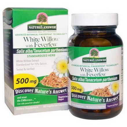 Nature's Answer, White Willow with Feverfew, 500mg, 60 Veggie Caps