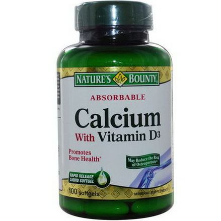 Nature's Bounty, Absorbable Calcium with Vitamin D3, 100 Softgels
