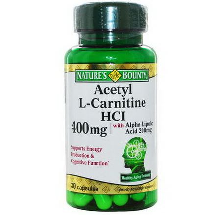 Nature's Bounty, Acetyl L-Carnitine HCI, 400mg, 30 Capsules