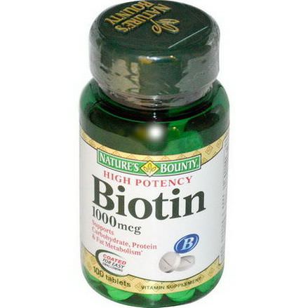 Nature's Bounty, Biotin, 1000mcg, 100 Tablets