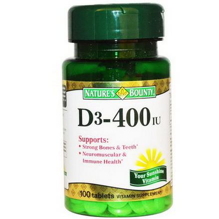 Nature's Bounty, D3, 400 IU, 100 Tablets