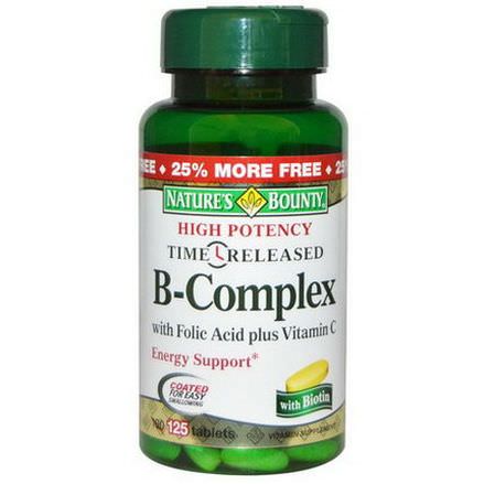 Nature's Bounty, High Potency Time Released B-Complex, 125 Tablets