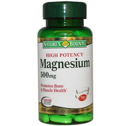 Nature's Bounty, Magnesium, High Potency, 500mg, 100 Tablets
