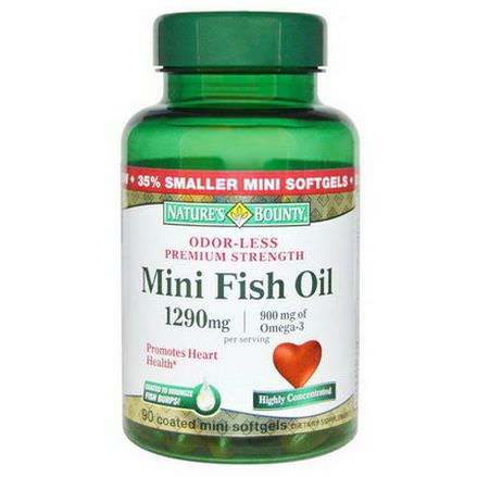 Nature's Bounty, Mini Fish Oil, Premium Strength, 90 Coated Mini Softgels