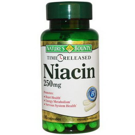 Nature's Bounty, Niacin, Time Released, 250mg, 90 Capsules