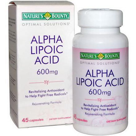 Nature's Bounty, Optimal Solutions, Alpha Lipoic Acid, 600mg, 45 Capsules