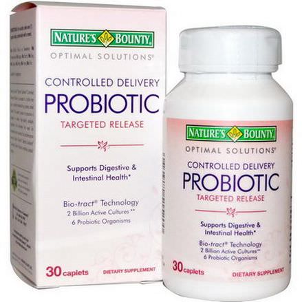 Nature's Bounty, Optimal Solutions, Controlled Delivery Probiotic, 30 Caplets