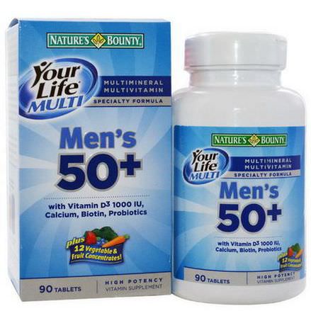 Nature's Bounty, Your Life Multi Men's 50+, Multivitamin/Multimineral Specialty Formula, 90 Tablets