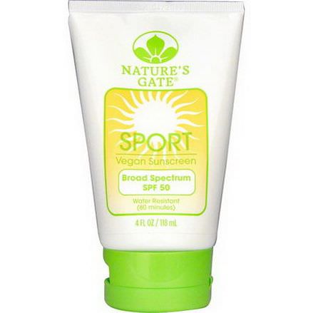 Nature's Gate, Sport, Vegan Sunscreen Lotion, SPF 50, Fragrance-Free 118ml