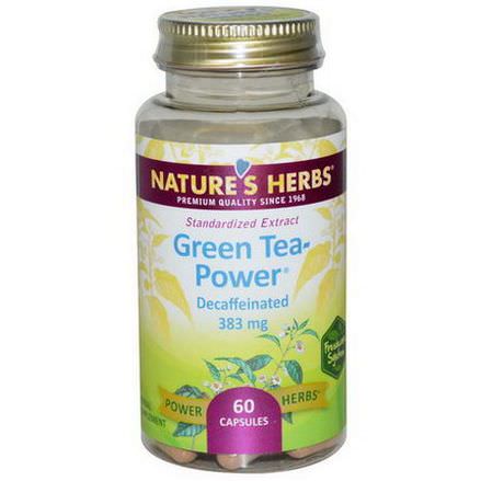 Nature's Herbs, Green Tea-Power, Decaffeinated, 383mg, 60 Capsules