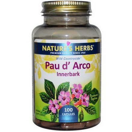 Nature's Herbs, Pau d'Arco, Innerbark, 100 Capsules