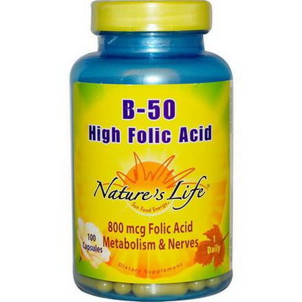 Nature's Life, B-50 High Folic Acid, 100 Capsules