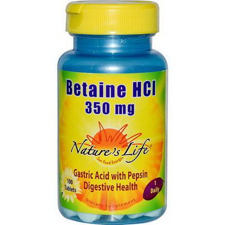 Nature's Life, Betaine HCL, 350mg, 100 Tablets