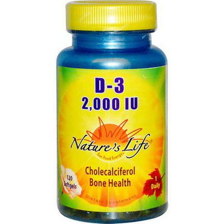 Nature's Life, D-3, 2,000 IU, 120 Softgels