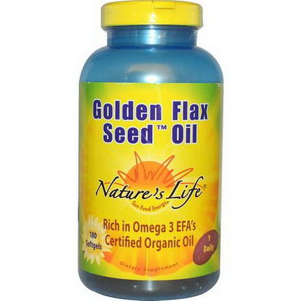 Nature's Life, Golden Flax Seed Oil, 180 Softgels