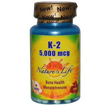 Nature's Life, K-2, Menatetrenone, 5,000mcg, 60 Tablets