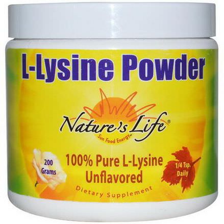 Nature's Life, L-Lysine Powder, Unflavored, 200g
