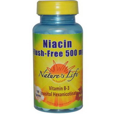 Nature's Life, Niacin, Flush Free, 500mg, 100 Tablets