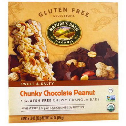 Nature's Path, Gluten Free Selections, Chewy Granola Bars, Chunky Chocolate Peanut, 5 Bars 35g Each