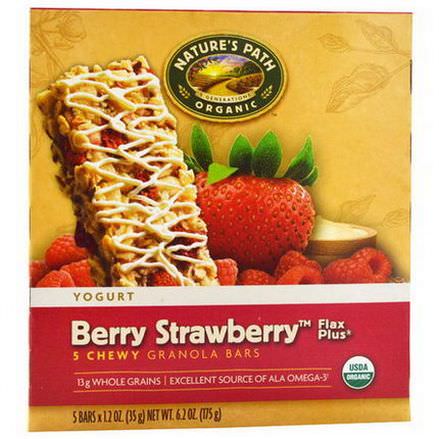 Nature's Path, Organic, Chewy Granola Bars, Flax Plus, Berry Strawberry, 5 Bars 35g Each