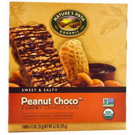 Nature's Path, Organic, Chewy Granola Bars, Peanut Choco, 5 Bars 35g Each