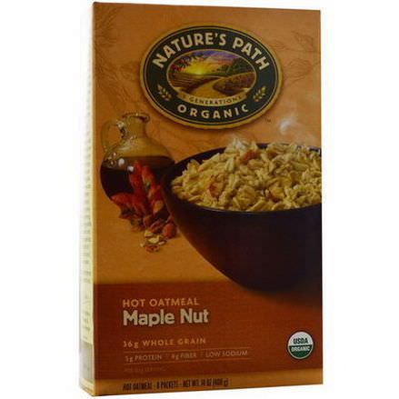 Nature's Path, Organic Hot Oatmeal, Maple Nut, 8 Packets, 50g Each