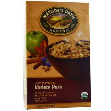 Nature's Path, Organic, Hot Oatmeal, Variety Pack, 8 Packets, 50g Each