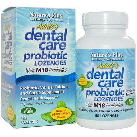 Nature's Plus, Adult Dental Care Probiotic with M18, Natural Peppermint Flavor, 60 Lozenges