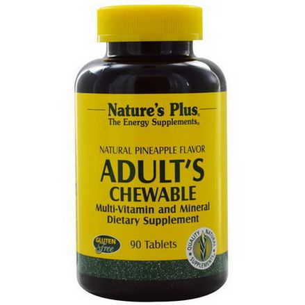 Nature's Plus, Adult's Chewable Multi-Vitamin and Mineral, Natural Pineapple Flavor, 90 Tablets